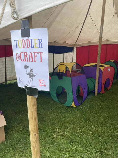 tent with crafts and toddlers soft play